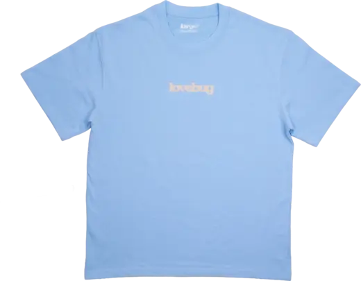 Lovebug powder blue logo tee product cutout